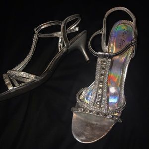 Silver Slipper high heels, worn once